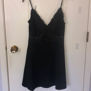 Short black lace dress with keyhole